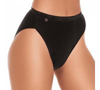 Wysteria Lane Cotton Comforts - Calzoncillos de pierna alta para mujer, paquete de 3 - Bragas elásticas de algodón - Ropa interior suave y transpirable de cobertura media, Negro, 42