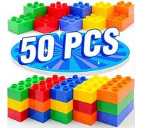 WYSWYG 50 Piezas Bloques de Construcción Grandes para Niños +3 Años, Juguete Educativo,Bloques compatibles, Ladrillos Grandes de 5 Colores Vivos