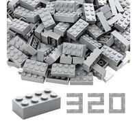 WYSWYG Building Bricks 2x4 Stud 320 piezas, gris, juego de bloques de construcción clásicos, compatible con todas las principales marcas