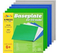 WYSWYG Classic Base Placa Inferior De Bloque De Construcción, 6 Piezas 10 x 10 Pulgadas Bases Compatibles, Placas Base Grandes Compatibles con Todas Las Principales Marcas,Un Solo Lado