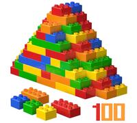 WYSWYG Gran Juego de Bloques de construcción clásicos, 100 Piezas de Piedras en 5 Colores, Compatible, Ideal para niños a Partir de 3, 4 y 5 años