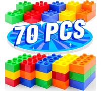 WYSWYG Juego de Bloques Grandes - 70 Bloques, 5 Colores, compatibles - Ideal para niños a Partir de 3 años, tamaños estándar, Multicolor