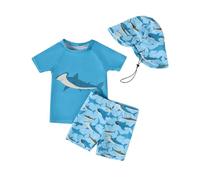 WYTbaby Ropa UV Traje de baño para bebé niño de dos piezas manga corta natación bañador pantalones cortos ropa de protección UV 3 meses - 3 años, azul, 12-18 meses