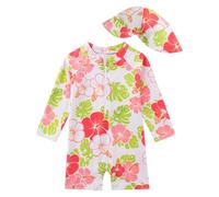 WYTbaby Traje de baño Baby Uv Ropa protectora con botones de una pieza de manga larga UV Traje de baño para niños pequeños 3 meses - 3 años, multicolor flores, 9-12 meses