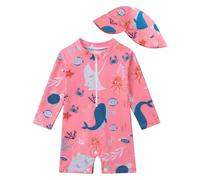 WYTbaby Traje de baño Baby Uv Ropa protectora con botones de una pieza de manga larga UV Traje de baño para niños pequeños 3 meses - 3 años, Ballena Rosa, 3-6 meses