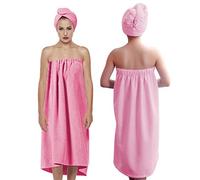 Wytino Toallas de baño de Esponja Ultra Absorbente, Conjunto de Turbante de Secado rápido con Cierre de Microfibra para señoras (Rosa roja)