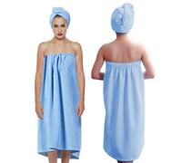 Wytino Toallas de baño, Ultra Absorbente Toalla de baño Vestido de Abrigo Secador de Cabello Turbante Conjunto Secado rápido con Microfibra Cierre Utilizado para mas(Azul)