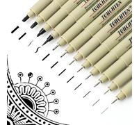 WYTNB 12Pcs Bolígrafos de Punta Fina de Arte Set, 0.15-3mm Tinta Negra Bolígrafos de Dibujo Tecnico Micro que No Traspasan, Fineliner Bolígrafos de Artistas para Bocetos Ilustraciones Cómics