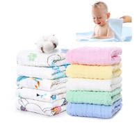 WYTNB 25x25cm Cuadros de Muselina de Bebes Pequeños Reutilizables, 10Pcs Toallas Transpirables de Recién Nacido de Limpieza Facial Multiuso, Toallitas de Algodón Absorbentes de Bebe Suaves para Niños