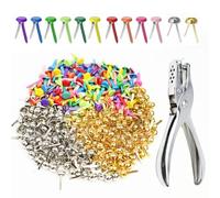 WYTNB 300 Piezas de Pequeñas Puntas de Papel - Sujetapapeles de Patrón Colorido con Abrazaderas Perforadas, Pasadores Partidos Redondos Color Dorado Plateado para Álbum de Recortes Manualidades