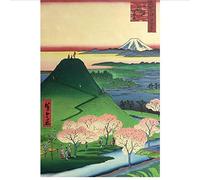 WYTTT Puzzle 1000 Piezas Educa Rompecabezas para Adultos De Madera 3D Clásico Paisaje Japonés De Hiroshige Nuevo Fuji Meguro CIE DIY Arte Moderno Home Decor 75X50Cm