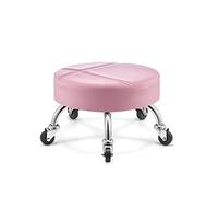 WYUYIWH Taburete redondo con ruedas para belleza, taburete bajo con ruedas, de piel sintética, asiento con ruedas, taburete redondo con ruedas universales para el hogar, oficina, fitness, B