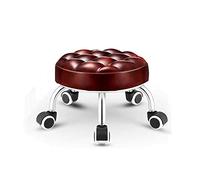 WYUYIWH Taburete redondo con ruedas, taburete de belleza con ruedas, mini taburete rodante con cojín para fábrica, biblioteca, laboratorio, garaje, jardinería, hogar, A
