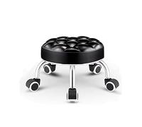 WYUYIWH Taburete redondo con ruedas, taburete de belleza con ruedas, mini taburete rodante con cojín para fábrica, biblioteca, laboratorio, garaje, jardinería, hogar, A