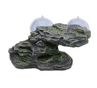 Wyvix 2 Cuevas y escondites de Acuario, Rocas realistas for peceras con ventosas Plataforma for Tomar el Sol, Cueva inerte for Ocultar Reptiles for decoración en Esquina, 21x10x10cm(A)