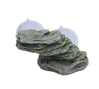 Wyvix 2 Cuevas y escondites de Acuario, Rocas realistas for peceras con ventosas Plataforma for Tomar el Sol, Cueva inerte for Ocultar Reptiles for decoración en Esquina(A)