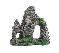 Wyvix 2 Cuevas y escondites for Acuario, Rocas realistas for peceras con Pendiente de Plataforma for Tomar el Sol, Cueva inerte for esconder Reptiles for decoración en Esquina, 11,5x6x11cm(D)