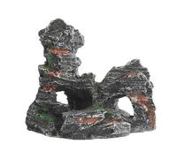 Wyvix 2 Cuevas y escondites for Acuario, Rocas realistas for peceras con Pendiente de Plataforma for Tomar el Sol, Cueva inerte for esconder Reptiles for decoración en Esquina, 11,5x6x11cm(A)