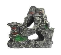 Wyvix 2 Cuevas y escondites for Acuario, Rocas realistas for peceras con Pendiente de Plataforma for Tomar el Sol, Cueva inerte for esconder Reptiles for decoración en Esquina, 11,5x6x11cm(B)
