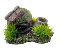 Wyvix 2 uds Cuevas y escondites de Acuario, urna Rocas for pecera, Cueva Peces Cubierta Musgo escondite camarones for Decoraciones peceras Esquina(Coloreddoublecan)