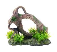 Wyvix 2 uds Cuevas y escondites de Acuario, urna Rocas for pecera, Cueva Peces Cubierta Musgo escondite camarones for Decoraciones peceras Esquina(Slantedpotwithgrass)