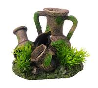 Wyvix 2 uds Cuevas y escondites de Acuario, urna Rocas for pecera, Cueva Peces Cubierta Musgo escondite camarones for Decoraciones peceras Esquina(Coloredthreepots)