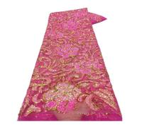 Wyvix 5 yardas de malla encaje bordada tela lentejuelas estilo étnico del Sudeste Asiático for vestido actuación(Pink2)