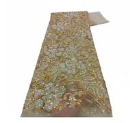 Wyvix 5 yardas de malla encaje bordada tela lentejuelas estilo étnico del Sudeste Asiático for vestido actuación(Yellow2)