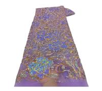 Wyvix 5 yardas de malla encaje bordada tela lentejuelas estilo étnico del Sudeste Asiático for vestido actuación(Purple)