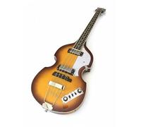 Wyvix Bajo eléctrico tipo violín de 4 cuerdas, escala corta 41 pulgadas, cuerpo hueco tilo con apariencia arce flameado y mástil(Brown)