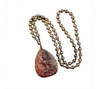 Wyvix Colgante de Buda cristal amarillo hielo, collar la suerte color citrino tallado a mano, amuleto que atrae riqueza for hombres y mujeres(WenShu Orange)