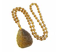 Wyvix Colgante de Buda cristal amarillo hielo, collar la suerte color citrino tallado a mano, amuleto que atrae riqueza for hombres y mujeres(ZongKaBa)