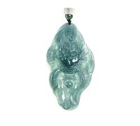 Wyvix Colgante de dragón del zodíaco jade, collar bestia mítica tallada a mano 50 g, amuleto piedra for hombres y mujeres