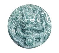 Wyvix Colgante de dragón jadeíta grado natural A, collar jade verde tallado a mano, amuleto la suerte redondo grande for hombres y mujeres