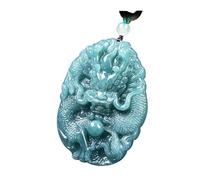 Wyvix Colgante de dragón jadeíta hielo Agua azul, collar del zodíaco dominante pesado 50 g, amuleto poder verde azulado translúcido for hombres