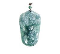 Wyvix Colgante de dragón jadeíta hielo Agua azul, collar del zodíaco dominante pesado 50 g, amuleto poder verde azulado translúcido for hombres