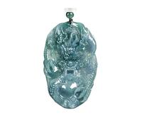 Wyvix Colgante de dragón jadeíta hielo Agua azul, collar del zodiaco verde azulado translúcido pesado 50 g, amuleto poder tallado a mano for hombres