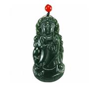 Wyvix Colgante de Guanyin del Mar Sur jade verde hetiano, collar nefrita oscura extra grande 72 mm, amuleto gran bodhisattva