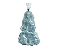 Wyvix Colgante de Guanyin montado en elefante jadeíta, collar bodhisattva pesado 50 g, amuleto sabiduría y fuerza Samantabhadra