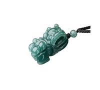 Wyvix Colgante de jade Pixiu Agua azul, collar bestia riqueza piedra verde azulado tallado a mano, amuleto atrapasueños for hombres y mujeres