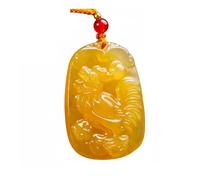 Wyvix Colgante de la deidad guardiana del zodíaco jade amarillo, amuleto Buda patrón tallado 10 g, collar Feng Shui que atrae riqueza(Rooster)