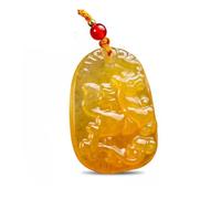 Wyvix Colgante de la deidad guardiana del zodíaco jade amarillo, amuleto Buda patrón tallado 10 g, collar Feng Shui que atrae riqueza(Horse)