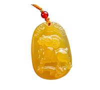 Wyvix Colgante de la deidad guardiana del zodíaco jade amarillo, amuleto Buda patrón tallado 10 g, collar Feng Shui que atrae riqueza(Goat)