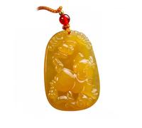 Wyvix Colgante de la deidad guardiana del zodíaco jade amarillo, amuleto Buda patrón tallado 10 g, collar Feng Shui que atrae riqueza(Pig)