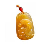 Wyvix Colgante de la deidad guardiana del zodíaco jade amarillo, amuleto Buda patrón tallado 10 g, collar Feng Shui que atrae riqueza(Snake)
