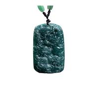 Wyvix Colgante de nueve dragones jade verde aceite natural - Collar jadeíta Kowloon tallado doble cara El amuleto Feng Shui for poder, autoridad y riqueza