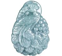 Wyvix Colgante de pavo real jadeíta agua azul, collar jade verde azulado grado A tallado a mano, amuleto auspicioso for mujeres y hombres