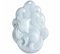 Wyvix Colgante de zorro jadeíta semilla glutinosa grado A, collar espíritu nueve colas 35 mm, amuleto encanto amor arroz pegajoso suave