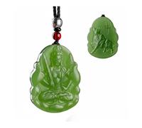 Wyvix Colgante guardián del zodíaco de jade hetiano agua clara, collar bodhisattva Manjusri Samantabhadra 10 g, amuleto nefrita(Ox patient)