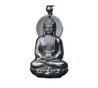 Wyvix Colgante Hetian Cyan Jade Gran Sol Tathagata, Collar de Buda Vairocana Nefrita Verde Oscuro, Amuleto Patrón for Ovejas y Monos